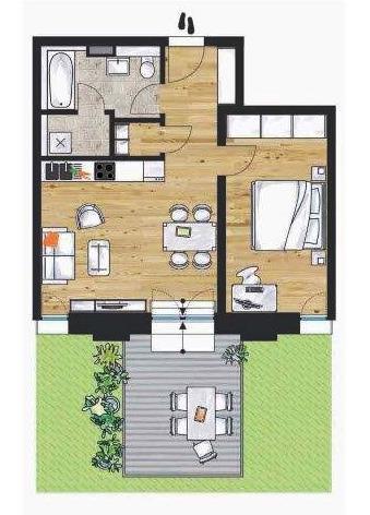 BEZUGSFREI! “Am Funkerberg” – Quadrillenhalle: Stilvolle 2-ZimmerWohnung mit Gartenterrasse